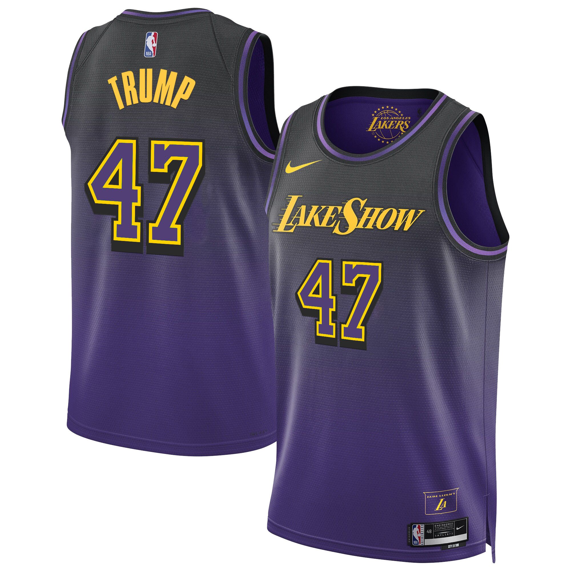 Men Los Angeles Lakers 47 Trump Purple 2025 Nike Swingman NBA Jersey